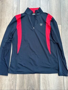 Ariat Navy and Red Performance Quarter-Zip